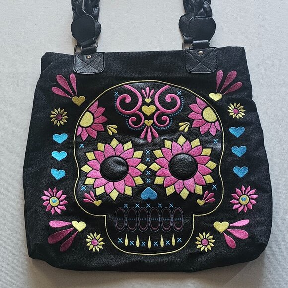 Loungefly Dia de Los Muertos Skull Shoulder Bag Purse - Large - Picture 1 of 7
